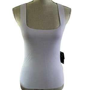 Cyrus elegant scoop neck ribbed knit sleeveless top pastel blue stretch sz small